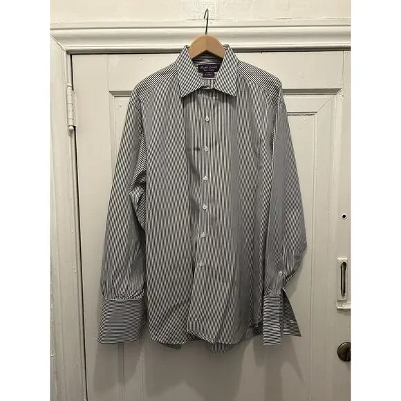 Men’s Ralph Lauren Purple Label Dress Shirt Size 17.5-35 Striped French Cuff